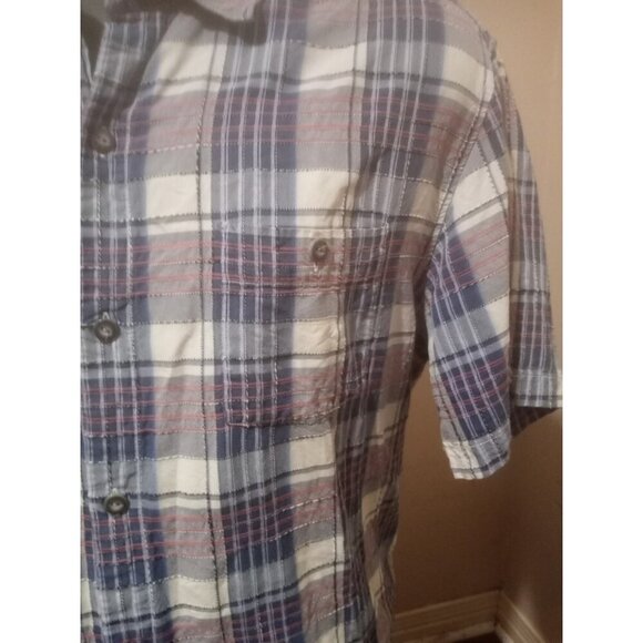 Tommy Bahama Shirt Mens Large L Blue Plaid Silk Blend Button Up Short Sleeves - Picture 7 of 14